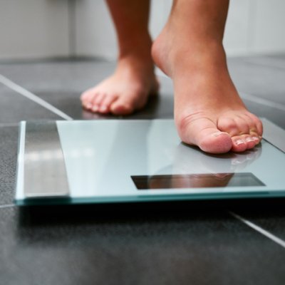 Stepping on to the scales